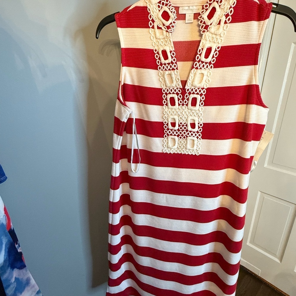 Charter Club Red and White Striped Dress